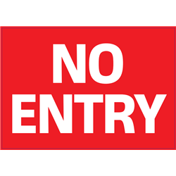 No Entry Stickers Vinyl Red On White 145mm x 205mm